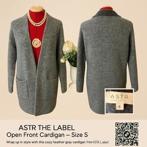 Astr Heather Gray Open-Front Cardigan